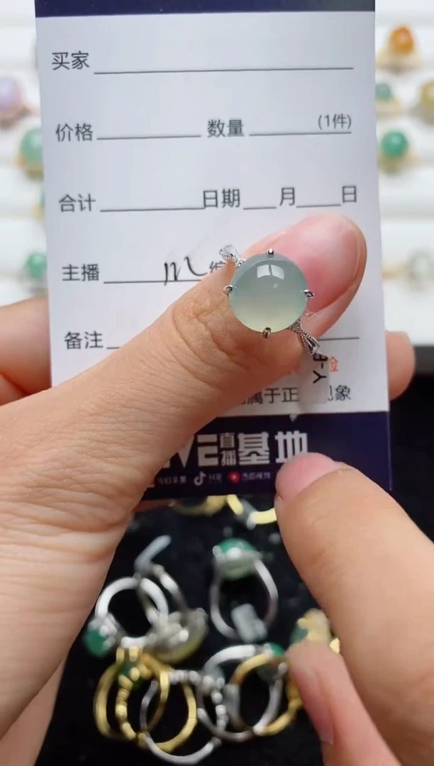 翡翠戒指银S925镶嵌.