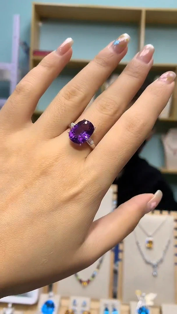银S925镶嵌戒指水晶【宝石世家严选】