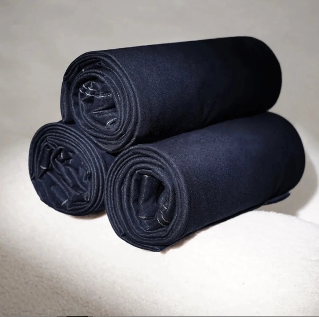 2811丹宁蓝拉链款牛仔西装裤高腰显瘦薄款阔腿裤