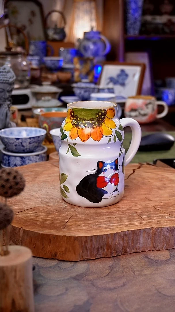 杯子丫*两只猫咪手工手绘手工手绘