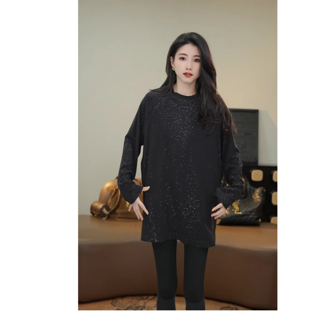 小乖逃双色！黑色紫色卫衣圆领满天星纯欲风宽松秋冬百搭款M9720