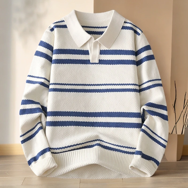 男士针织衫秋冬新款套头毛线衣翻领休闲polo衫韩版修身时尚打底衫