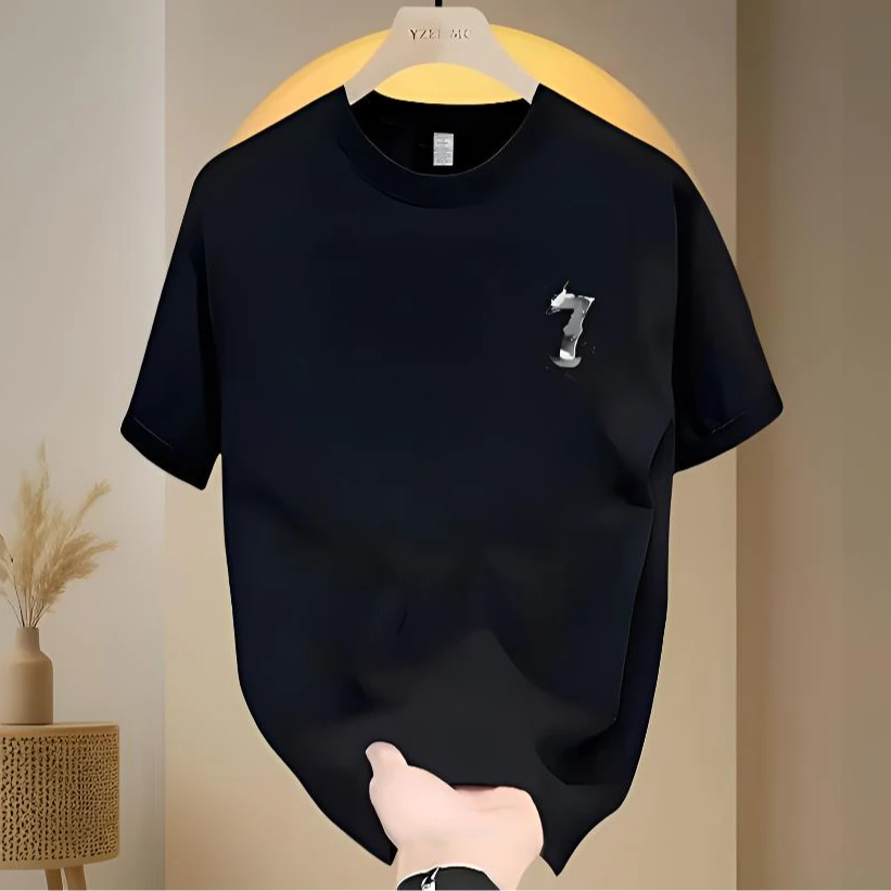 夏季纯棉男士短袖t恤男上衣休闲衣服宽松圆领潮流高级感男装