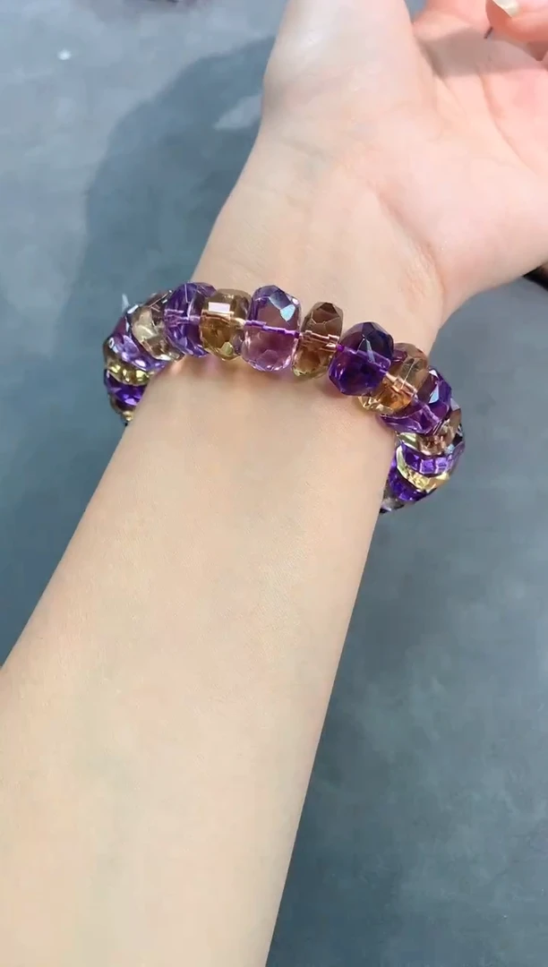 【闪购商品】水晶手链未镶嵌12号紫黄水晶切面单圈