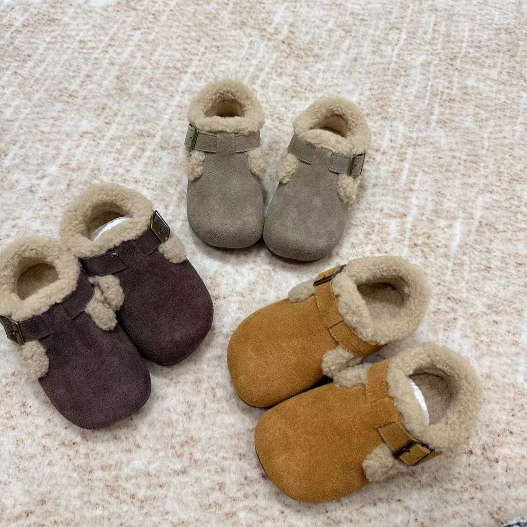 2308儿童时尚百搭加绒羊毛博肯鞋