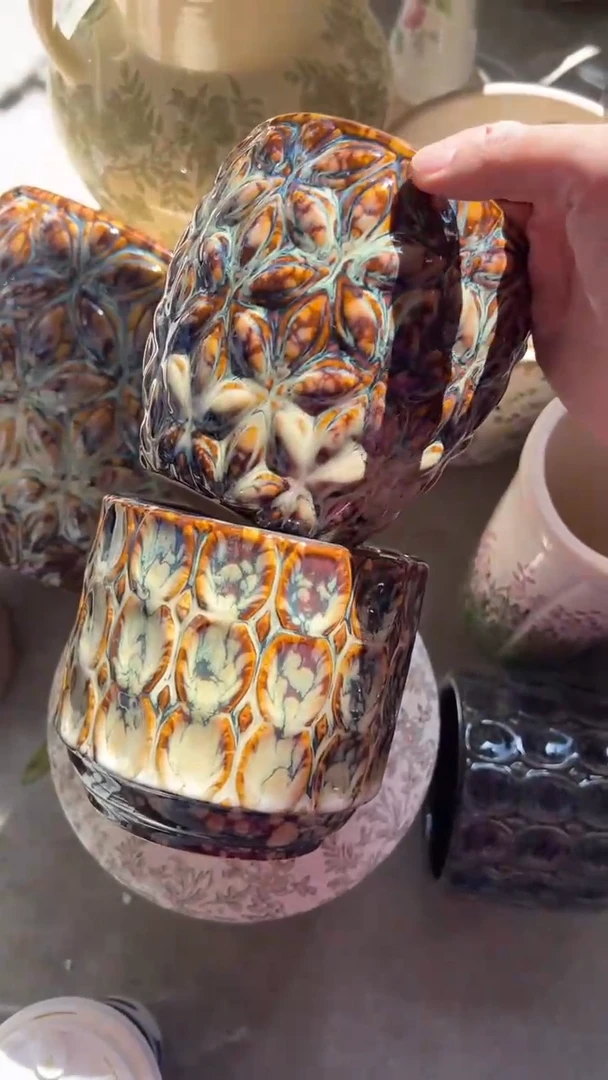 【闪购商品】陶瓷2个花盆高11.5cm内口10.5cm