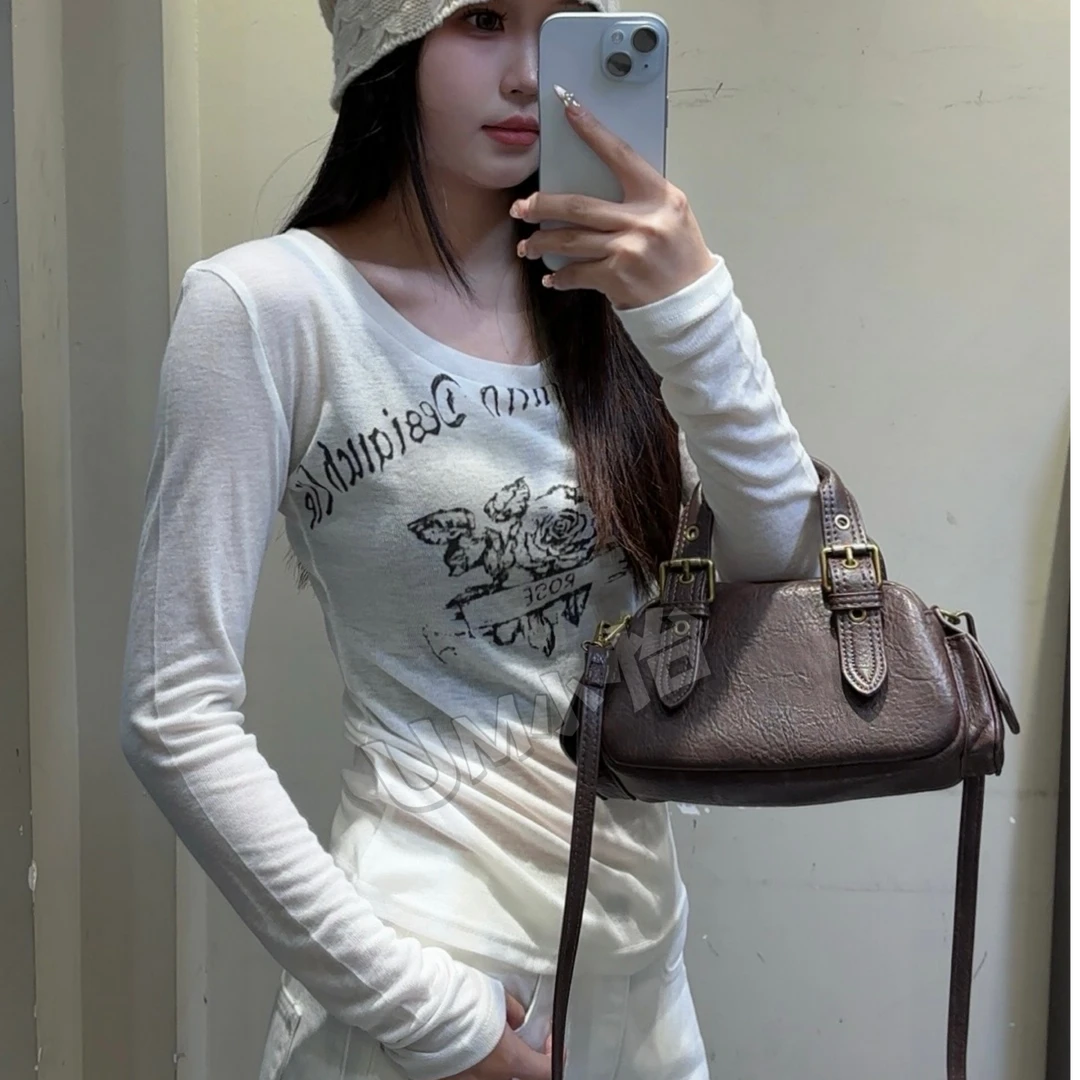 鑫怡定制 【莫奈花园】春季新款显瘦玫瑰花设计感打底上衣