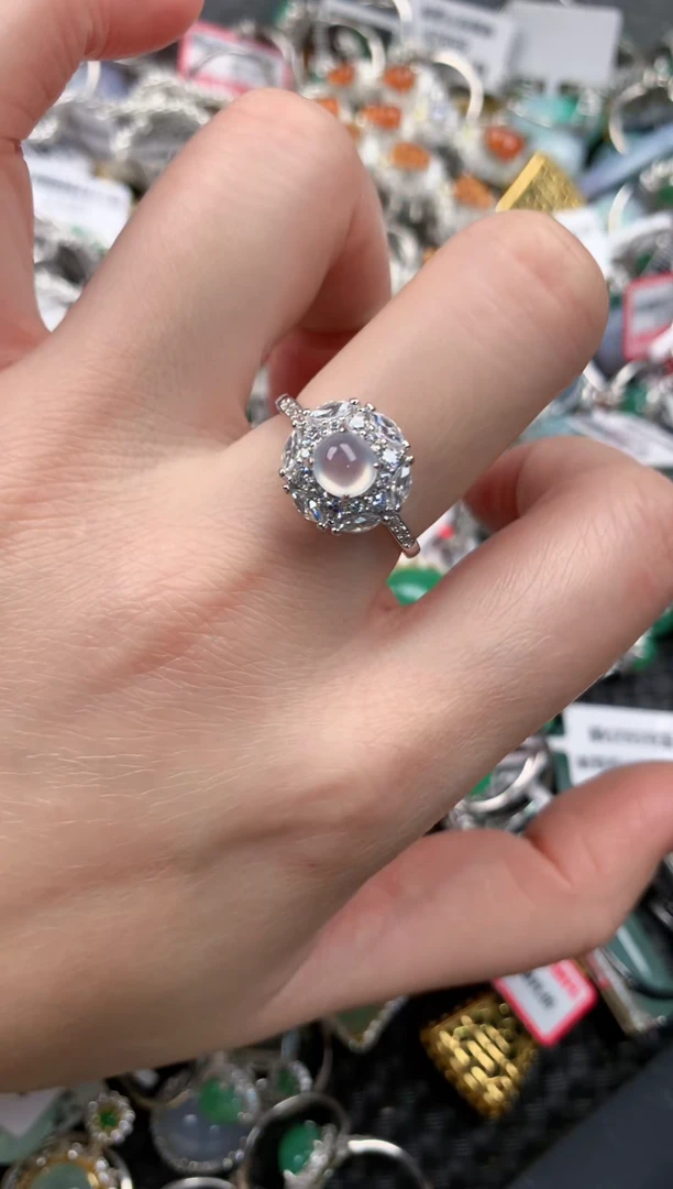 银S925镶嵌戒指翡翠666--2