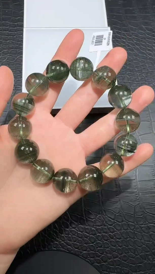 未镶嵌手链水晶?***?16mm绿幽灵千层手链单圈