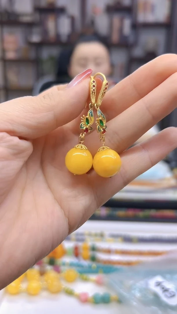 【闪购商品】翡翠耳饰14K金镶嵌耳坠E304