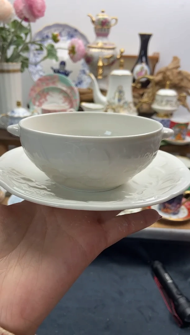 瓷片全新浮雕G早餐杯谨慎参拍，防伪帖撕毁无售后