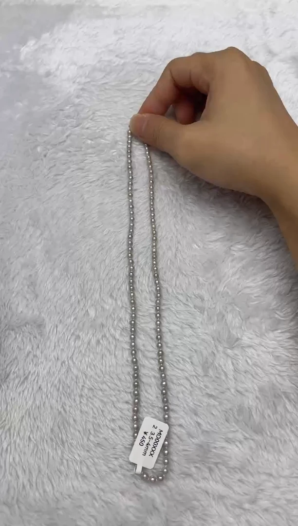 海水珍珠银S925镶嵌项链AK真多麻3.5-4mm