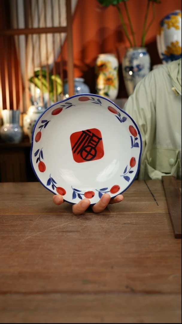 瓷片【简家甄选】景德镇设计师釉下手绘陶瓷餐具