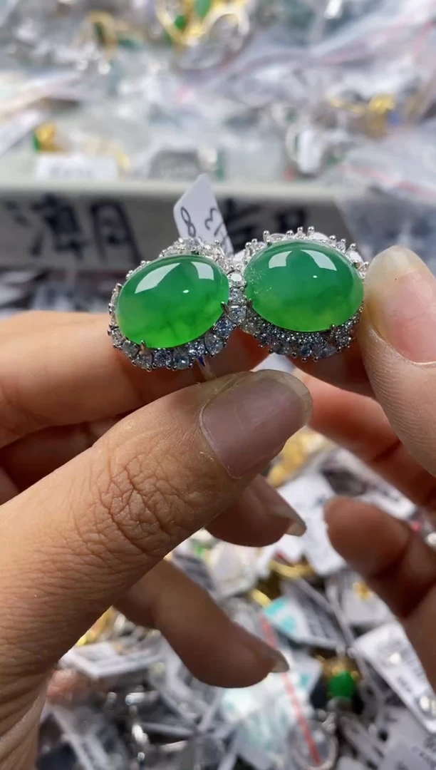 银S925镶嵌戒指翡翠2222---6