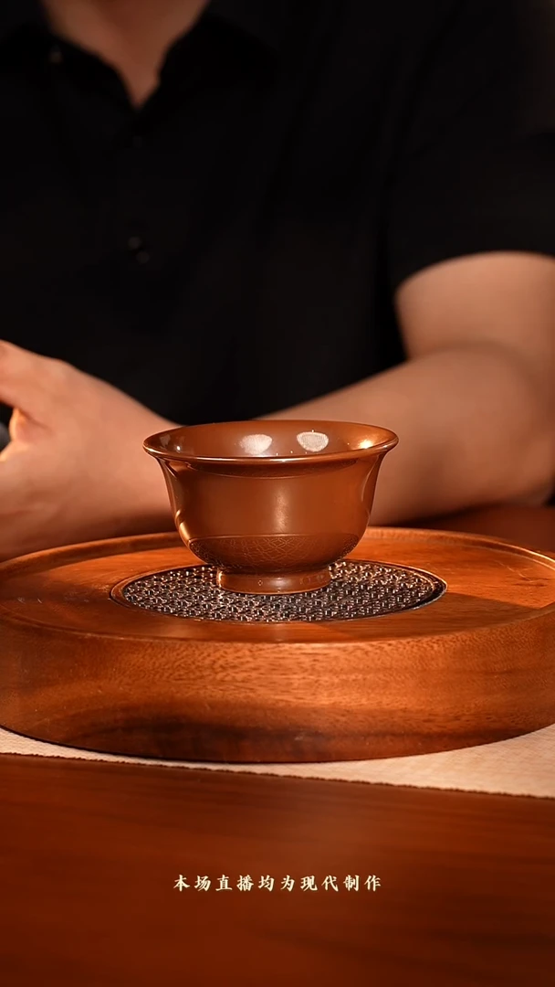 茶壶紫砂32 紫金釉压手杯 lpcy0056