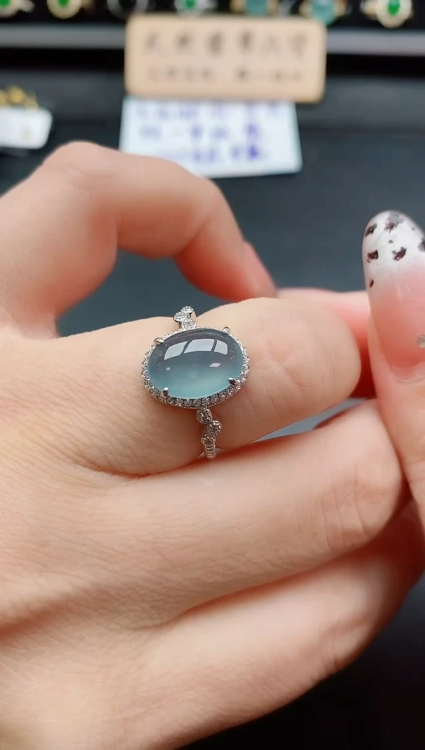 银S925镶嵌戒指翡翠1