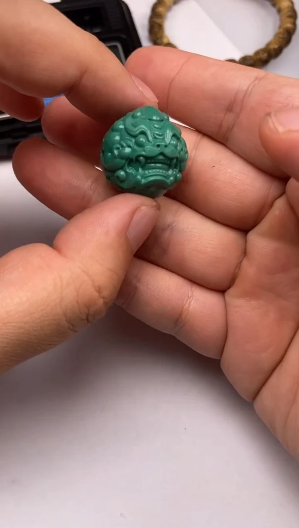 未镶嵌绿松石圆珠松石兽珠