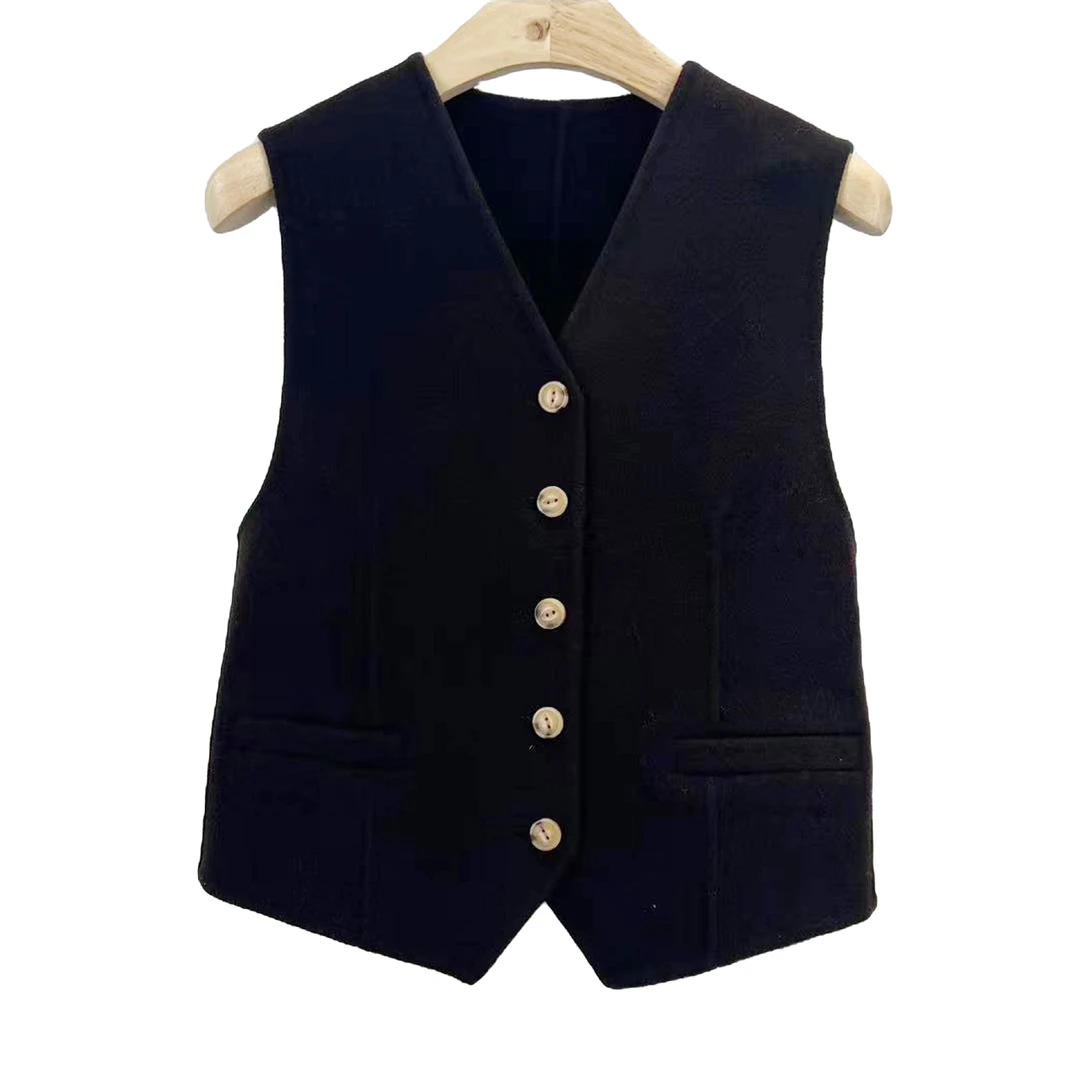 【果缎梅姐专属】新款女士宽松时尚百搭简约羊毛外套马甲23DW26