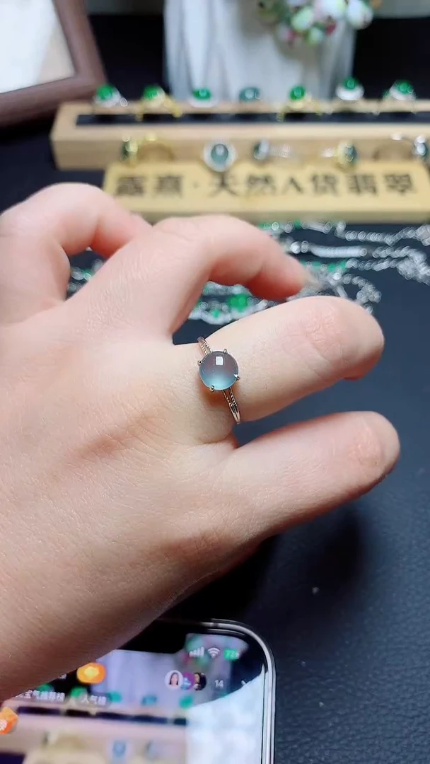 翡翠戒指银S925镶嵌 天然翡翠A货s925银镶