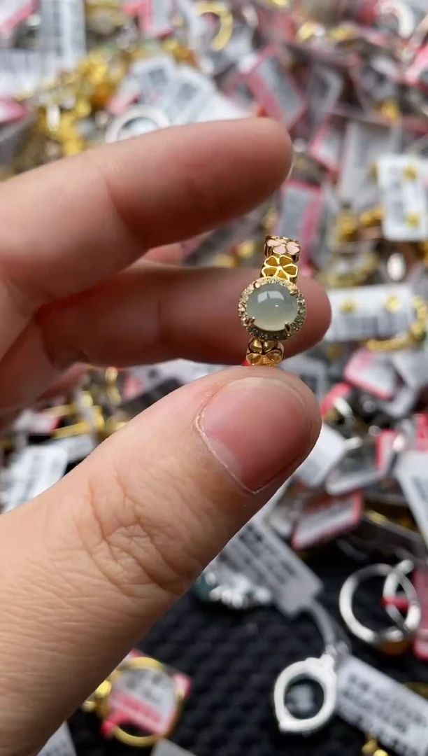 【闪购商品】翡翠戒指银S925镶嵌7777---1