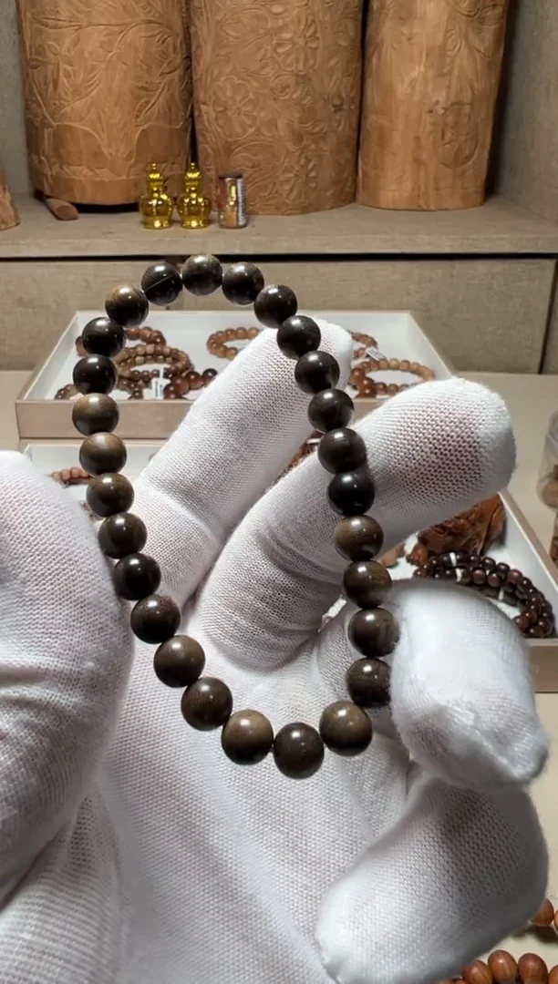 檀香木手串/手链阴沉老山檀香0.7单圈横纹瑕疵福利