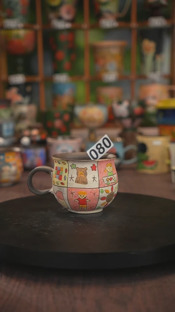紫砂油画手绘釉下彩脏脏杯080