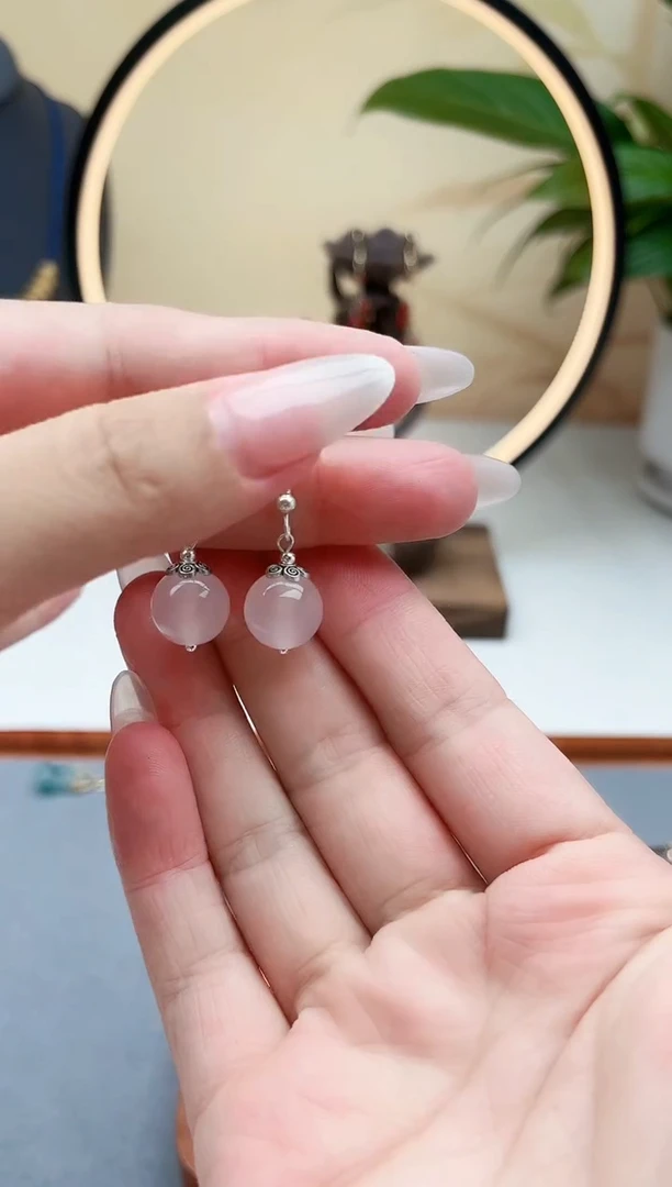 玛瑙/玉髓耳饰银S925镶嵌208