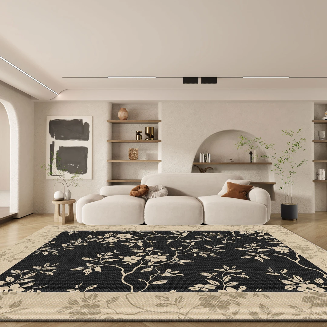 法式风客厅地毯轻奢高级感家用卧室沙发耐脏防滑复古地毯床边毯