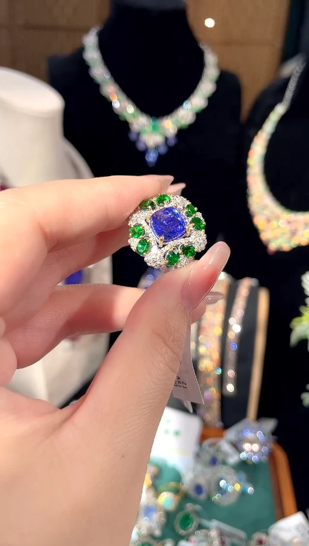 坦桑石戒指银S925镶嵌戒指