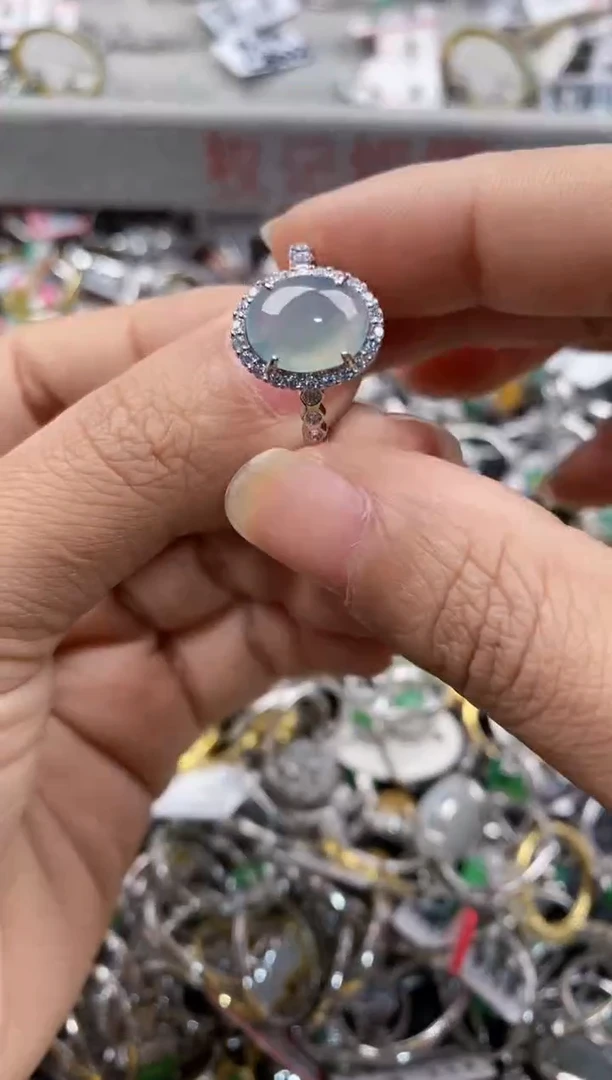 银S925镶嵌戒指翡翠888---2