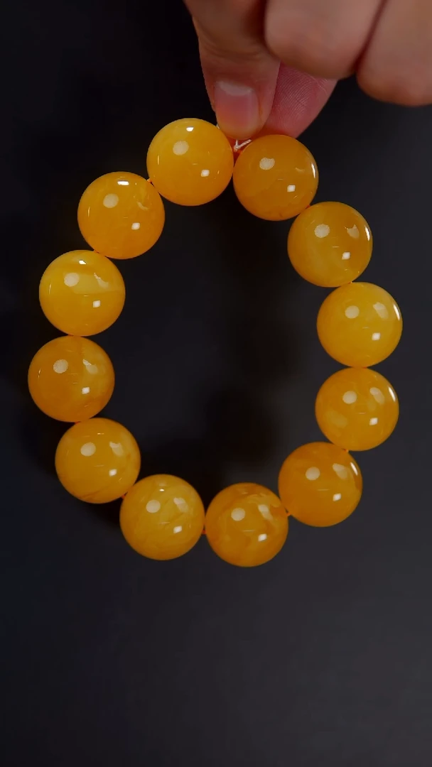 【闪购商品】蜜蜡手串未镶嵌焦皮料圆珠手串56.35