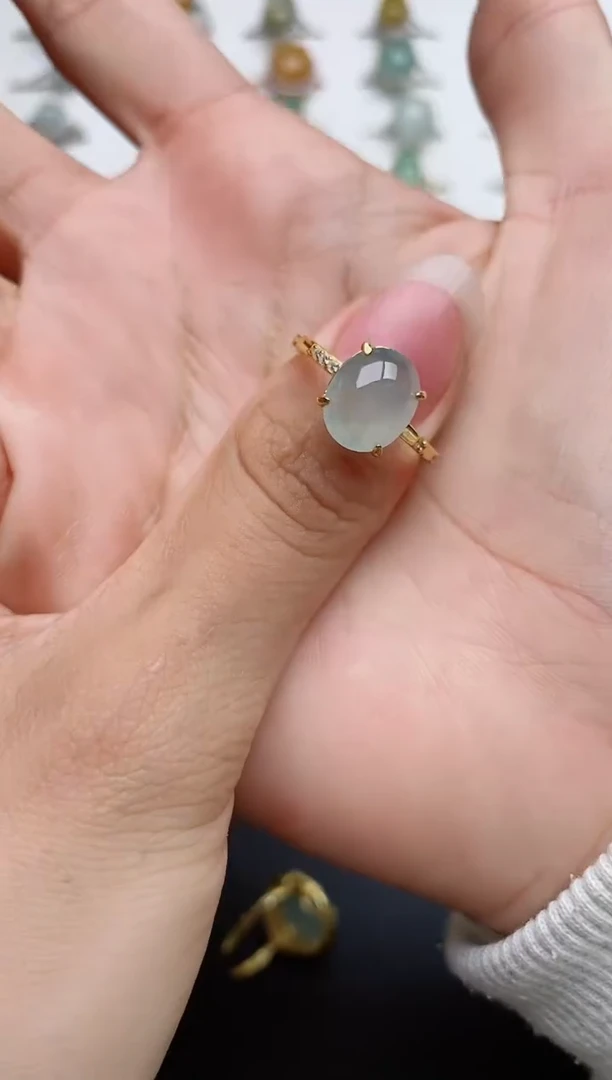 银S925镶嵌戒指翡翠1