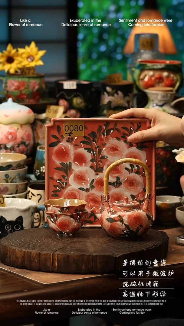 陶瓷景德镇高温釉下彩手工手绘款式