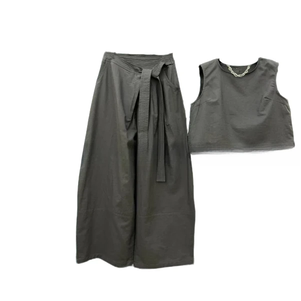 【NEW COSMOS】慵懒风宽松轻熟老钱风阔腿裤套装  H0257