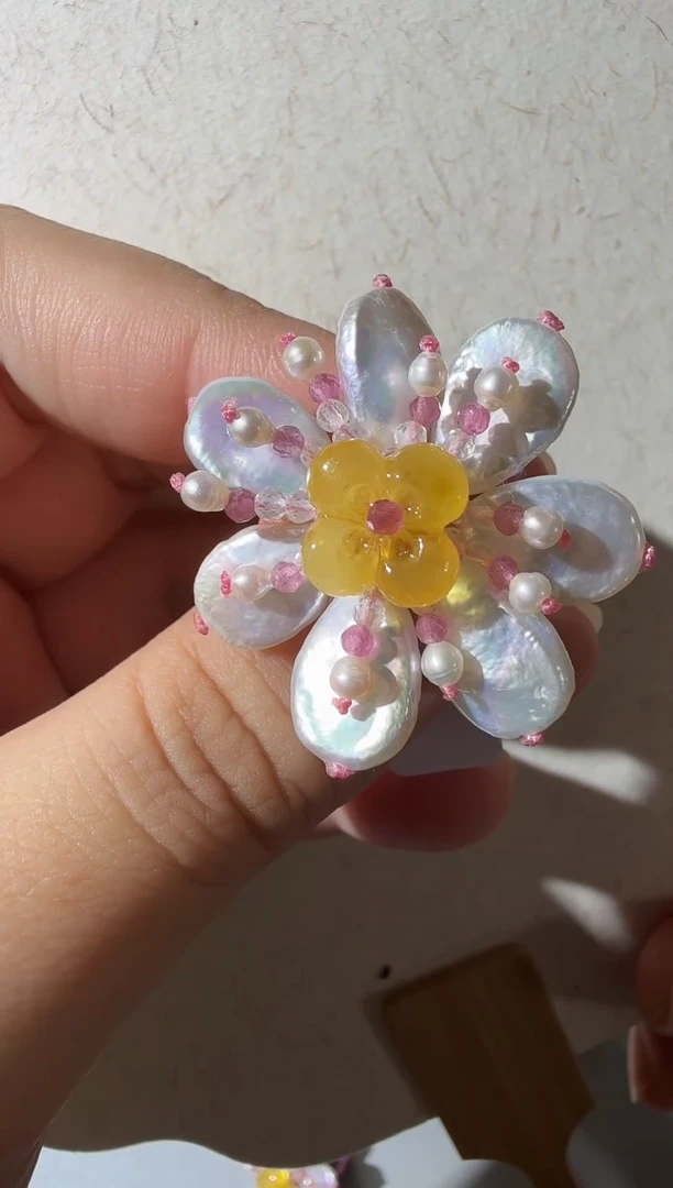 未镶嵌琥珀戒指琥珀珍珠戒指