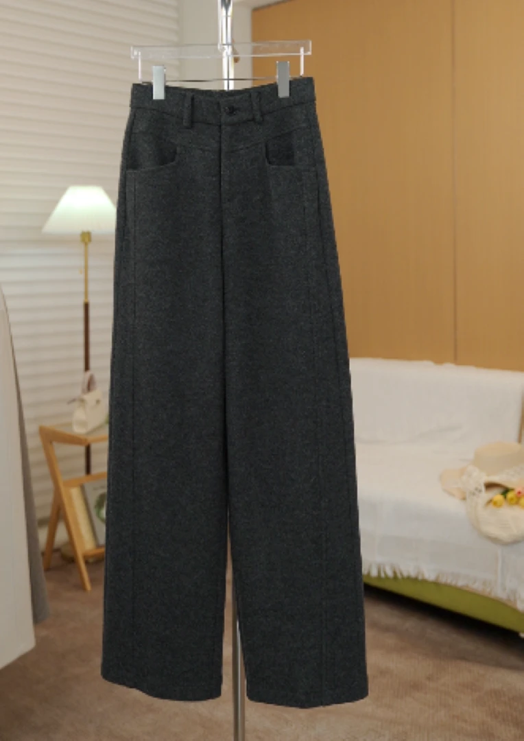 【京夫人专属】2025秋冬季高定羊毛时尚高腰休闲裤ZH25607