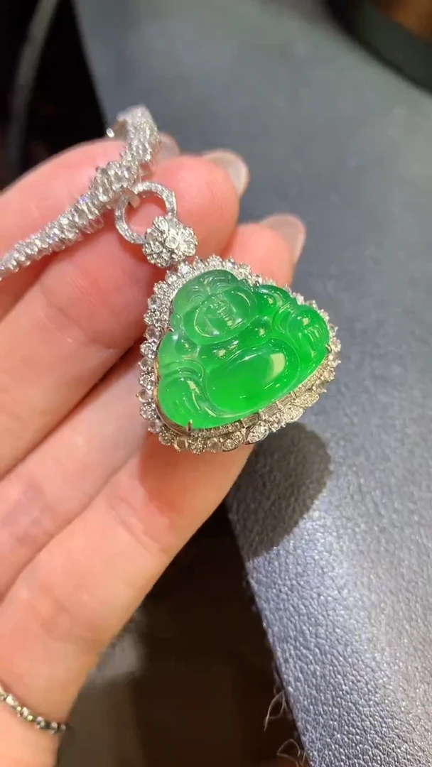 吊坠(不含链)18K金镶嵌翡翠56-佛公（不含链和扣