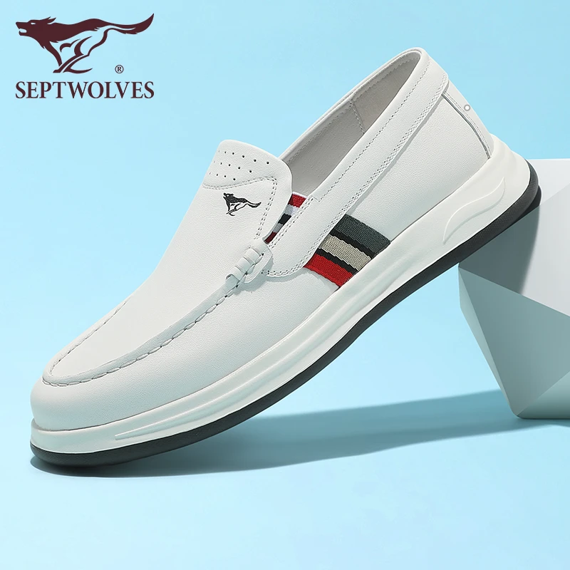 七匹狼商务豆豆鞋男士真皮软底软面乐福鞋秋季新款透气软底开车鞋