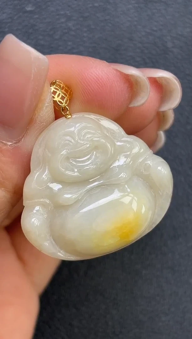 颈饰18K金镶嵌翡翠佛公