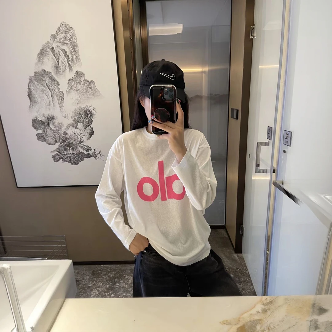 alo_athletica时尚休闲百搭长袖T恤简约秋季秋冬打底衫纯色圆领衫