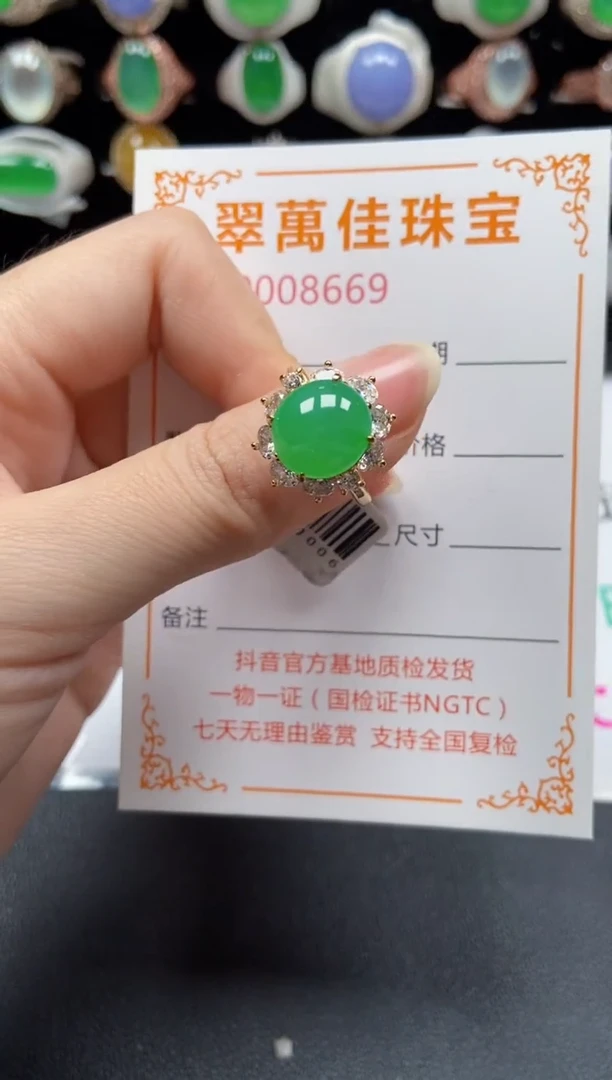 银S925镶嵌戒指翡翠8669