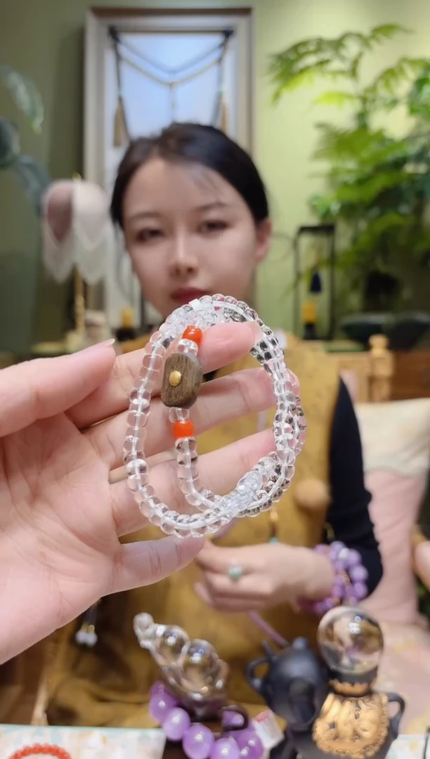 【闪购商品】沉香手串沉香方糖白水晶手串2圈