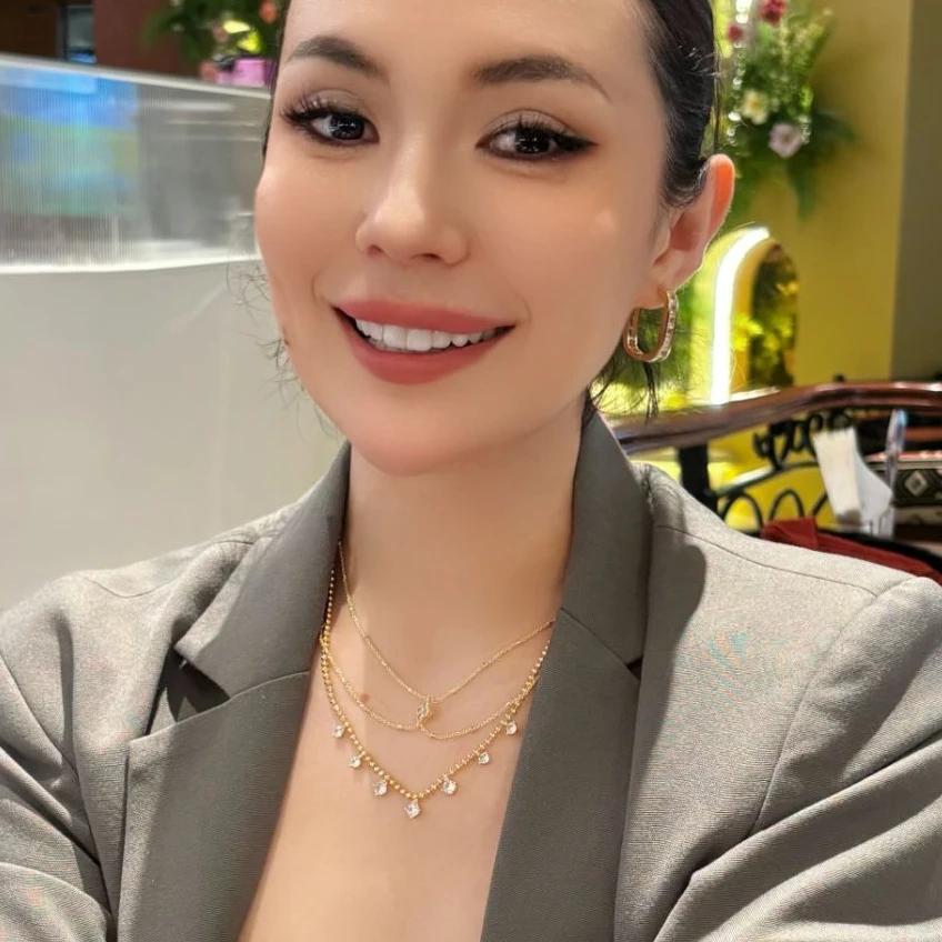 铜合金项链 欧美高级感吊钻项链