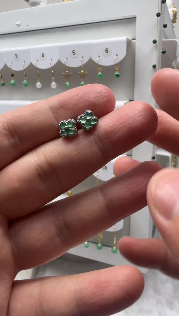 未镶嵌翡翠耳饰未镶嵌a货翡翠