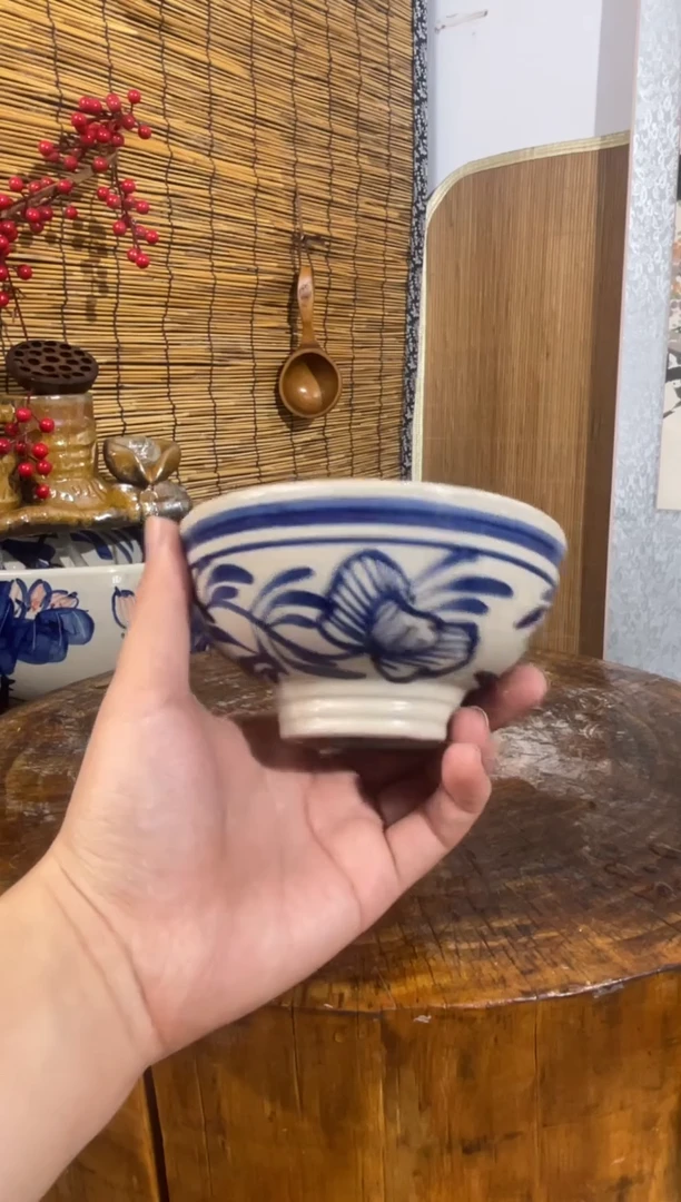 陶土16号链接纯手绘青花小碗5寸到手两只