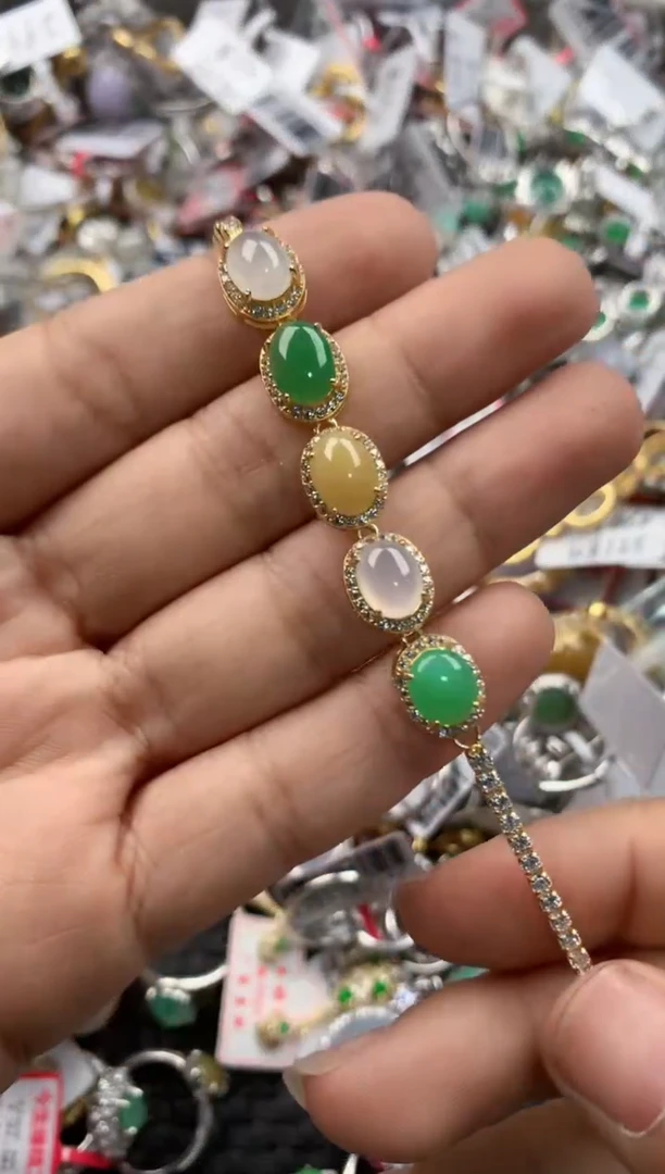 银S925镶嵌戒指翡翠555            7