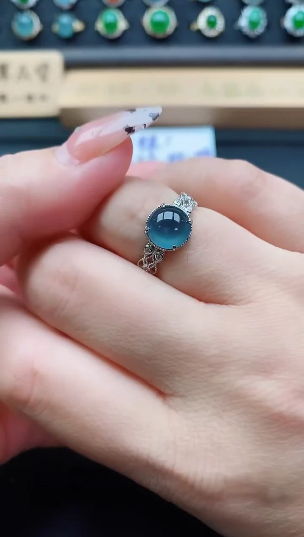 银S925镶嵌戒指翡翠1