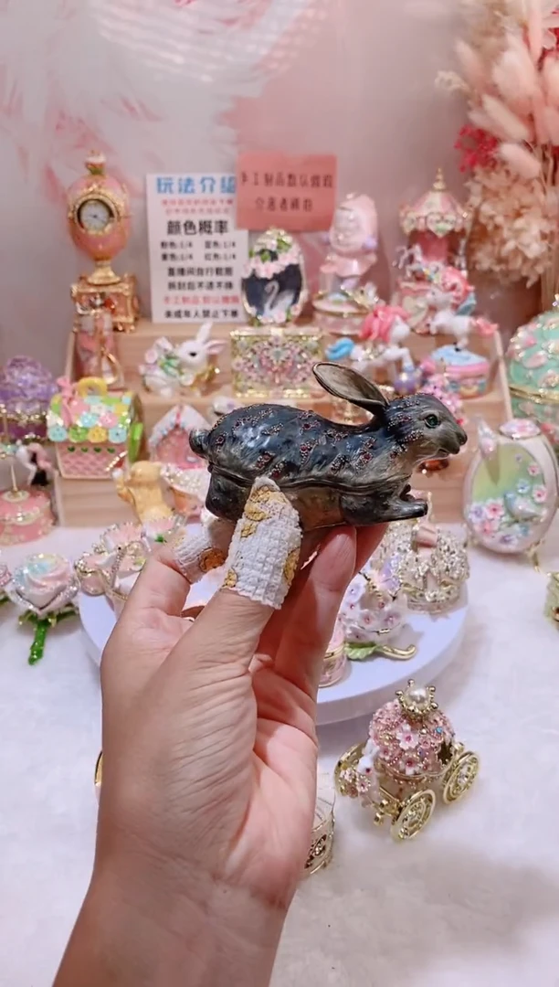合金珐琅彩首饰盒摆件