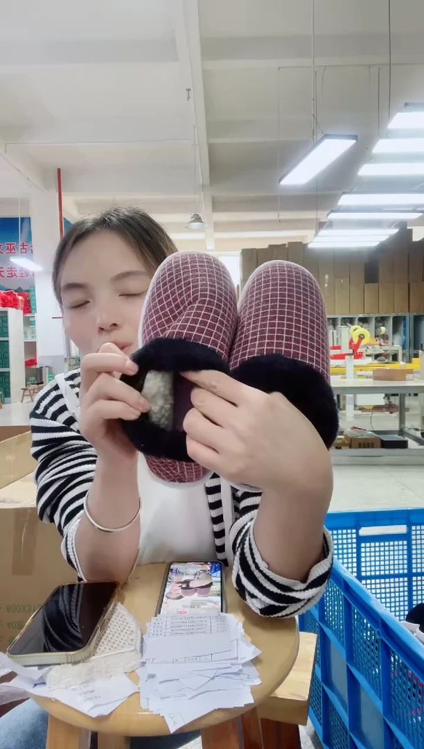 闪购卡其格子棉鞋35码25号