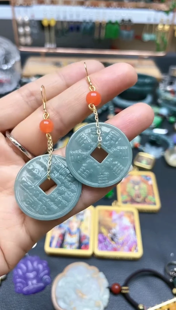 翡翠未镶嵌耳饰A34SDFSDDSFDS